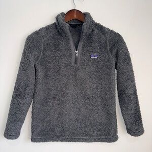PATAGONIA Youth Medium 10 Gray Fuzzy 1/4 Zip Pullover Sweater Jacket WW20